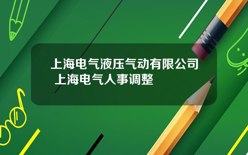 上海电气液压气动有限公司 上海电气人事调整